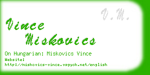 vince miskovics business card
